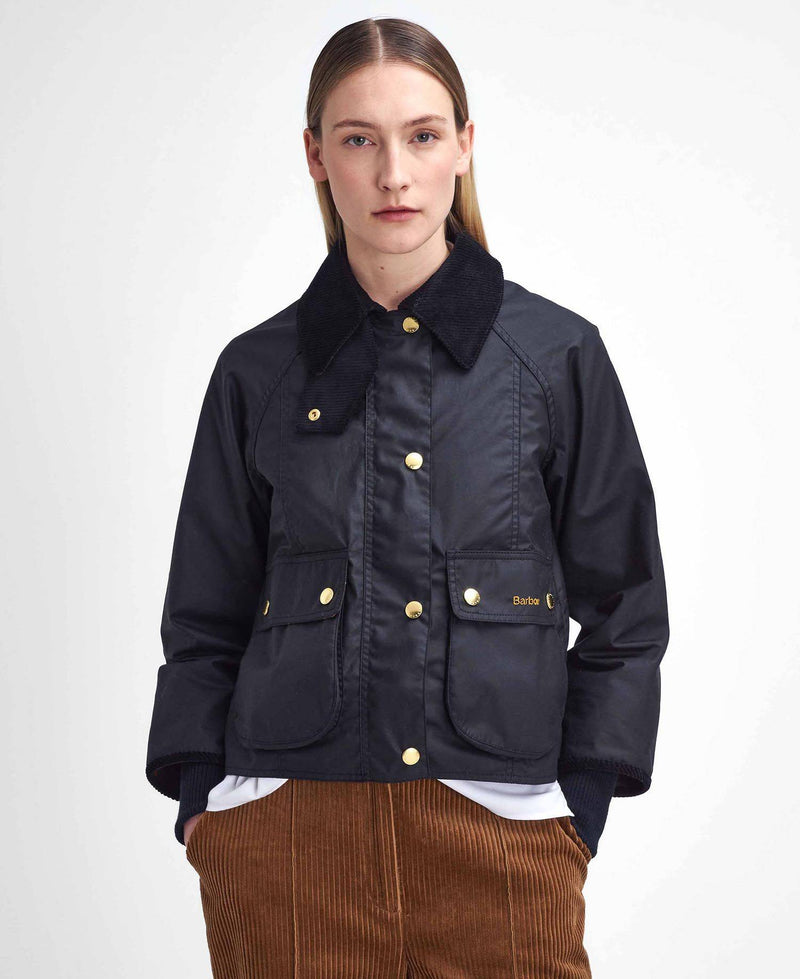 Barbour Cropped Beadnell Wax (Black/Classic)