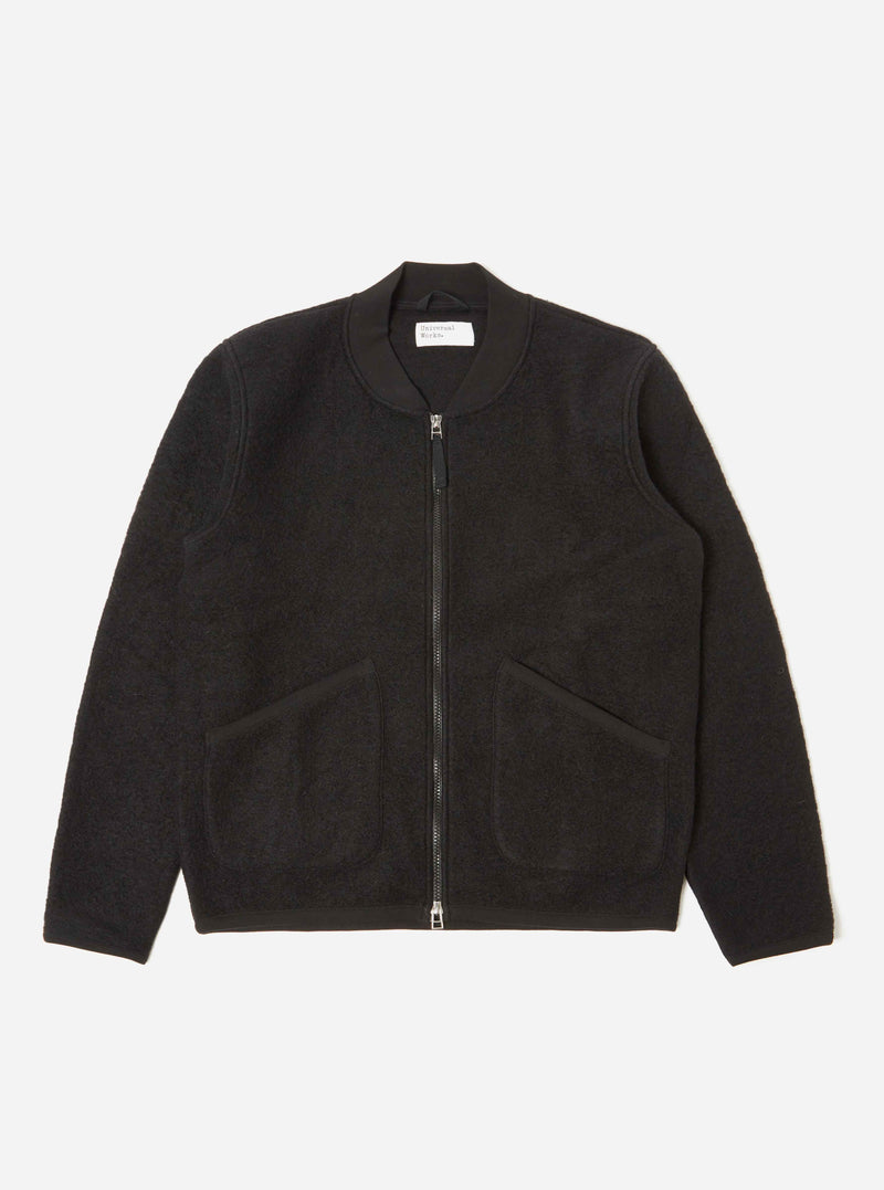 Universal Works Zip Bomber Wool Fleece (Black)