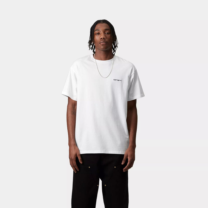 Carhartt WIP S/S Script Embroidery T-Shirt Cotton Single Jersey, 190 g/m² (White/Black)