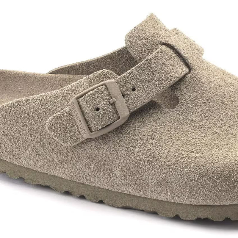 Birkenstock Boston Suede Leather Faded Khaki