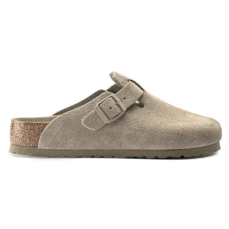 Birkenstock Boston Suede Leather Faded Khaki