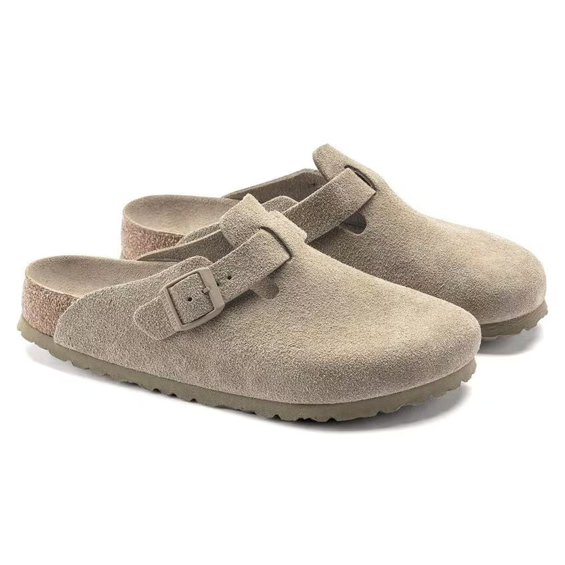 Birkenstock Boston Suede Leather Faded Khaki