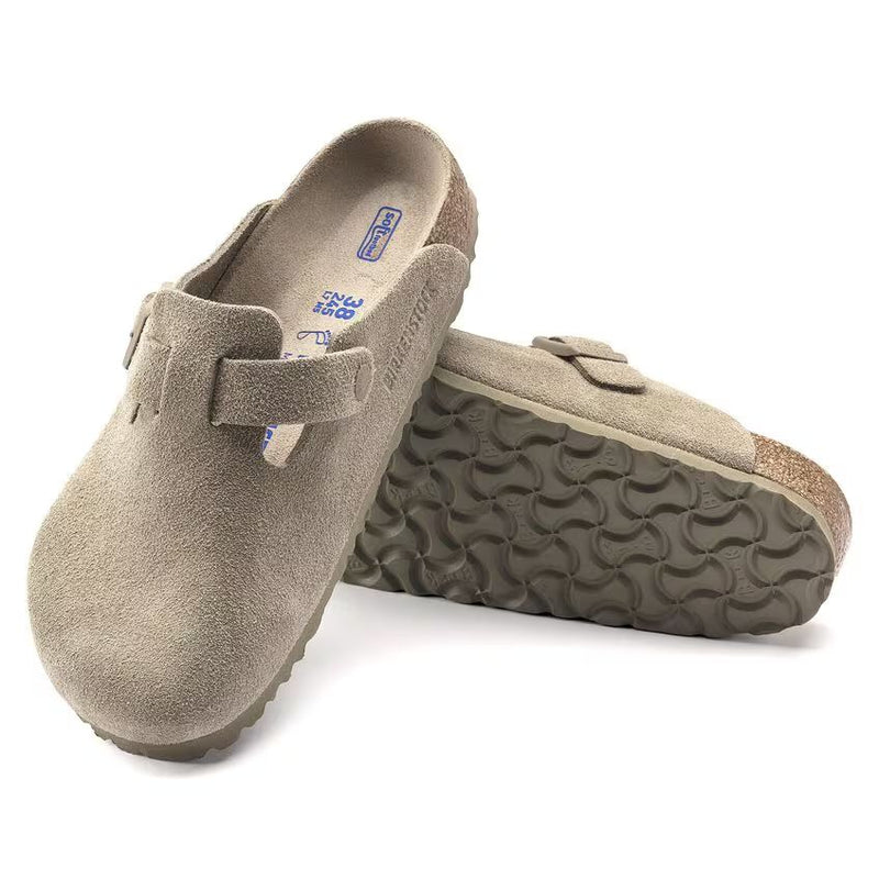 Birkenstock Boston Suede Leather Faded Khaki