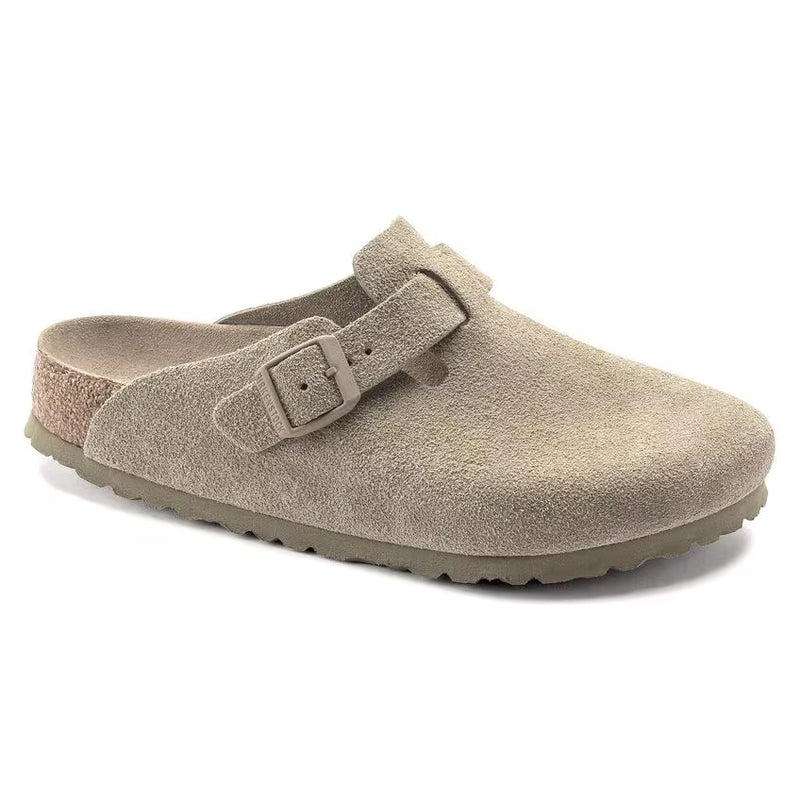 Birkenstock Boston Suede Leather Faded Khaki