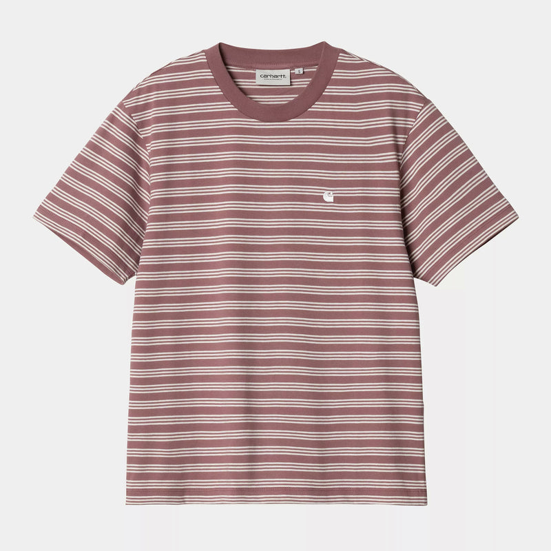 Carhartt WIP W' S/S Sydney T-Shirt Organic Cotton Single Jersey, 140 g/m² (Sydney Stripe / Dusky Pink)