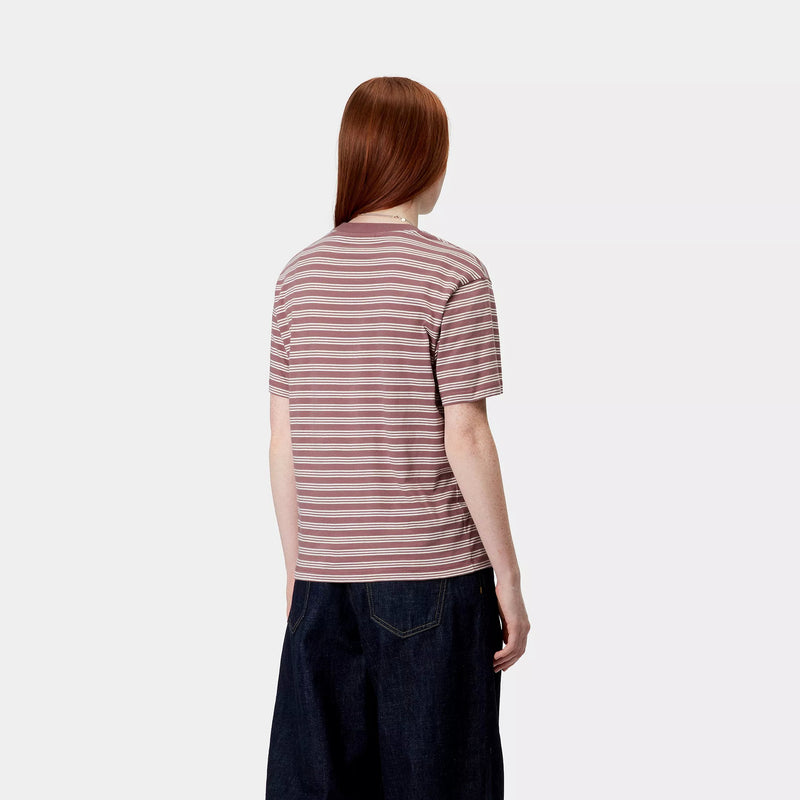 Carhartt WIP W' S/S Sydney T-Shirt Organic Cotton Single Jersey, 140 g/m² (Sydney Stripe / Dusky Pink)