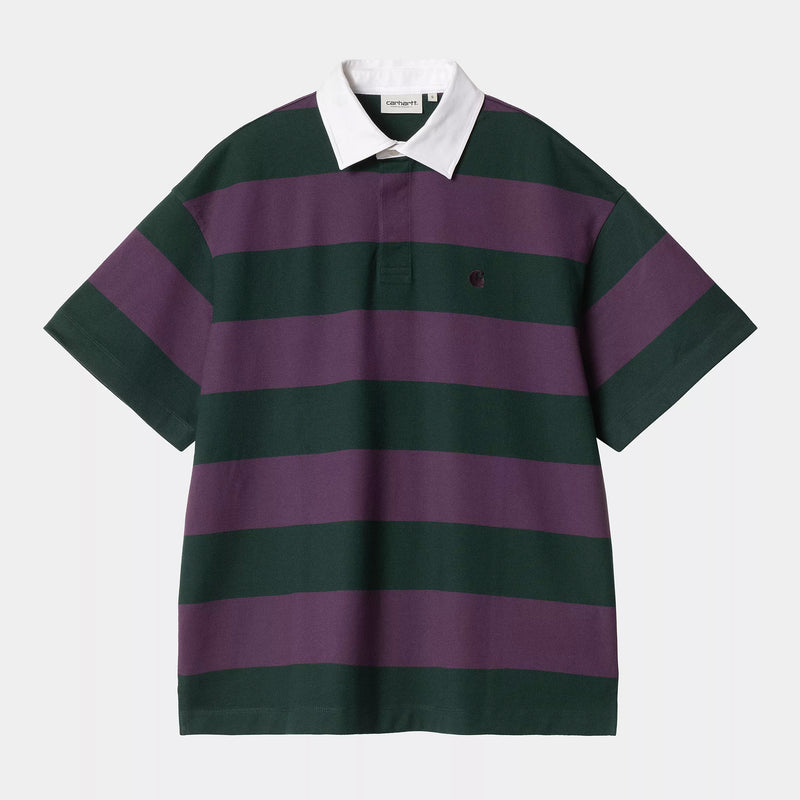 Carhartt WIP W' S/S Seffner Polo T-Shirt Cotton Single Jersey, 260 g/m² (Seffner Stripe / Conifer)