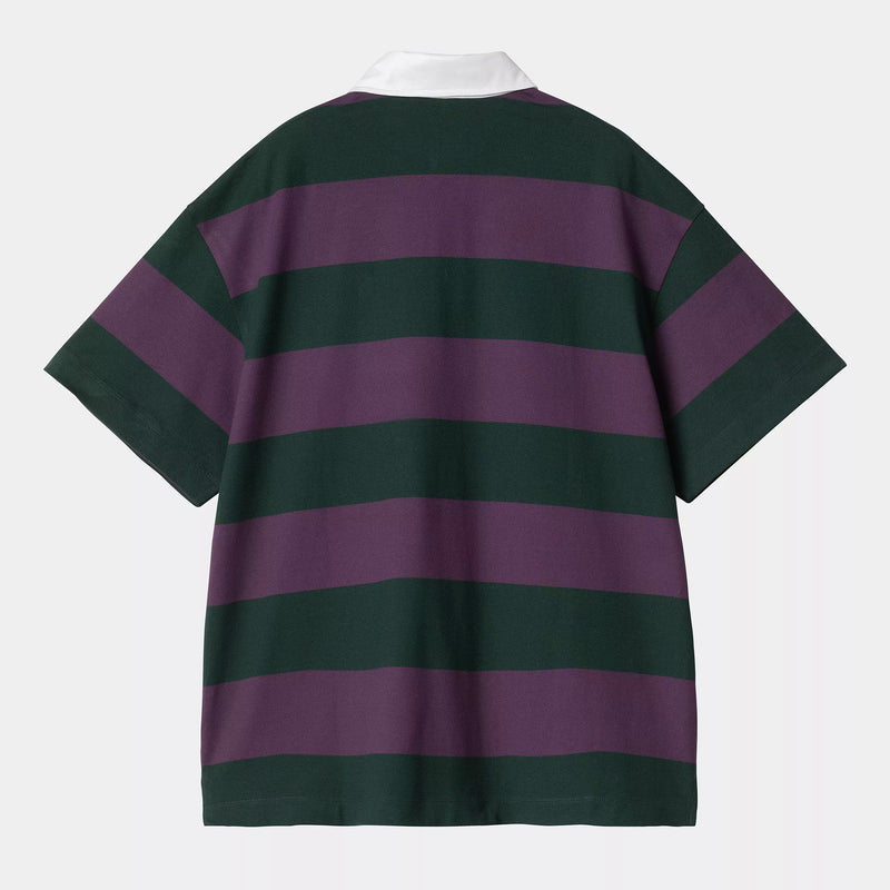 Carhartt WIP W' S/S Seffner Polo T-Shirt Cotton Single Jersey, 260 g/m² (Seffner Stripe / Conifer)