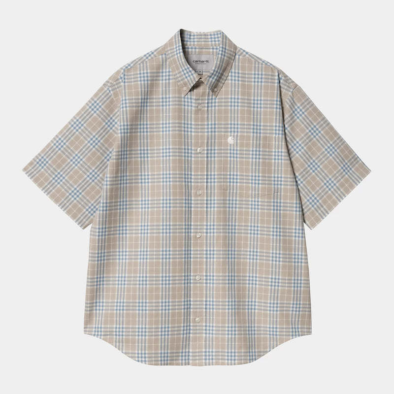 Carhartt WIP S/S Niven Shirt Cotton/Linen Plain Weave, 4.6 oz Niven Check, (Wall / Wax)