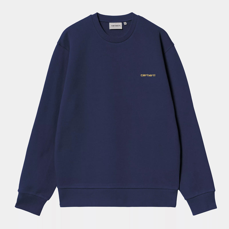 Carhartt WIP Script Embroidery Sweat Cotton Sweat, 420 g/m² (Ink / Air Yellow)