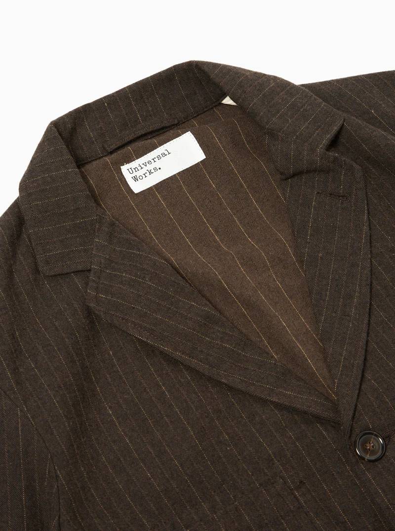 Universal Works Five Pocket Jacket Italian Pinstripe (Brown)