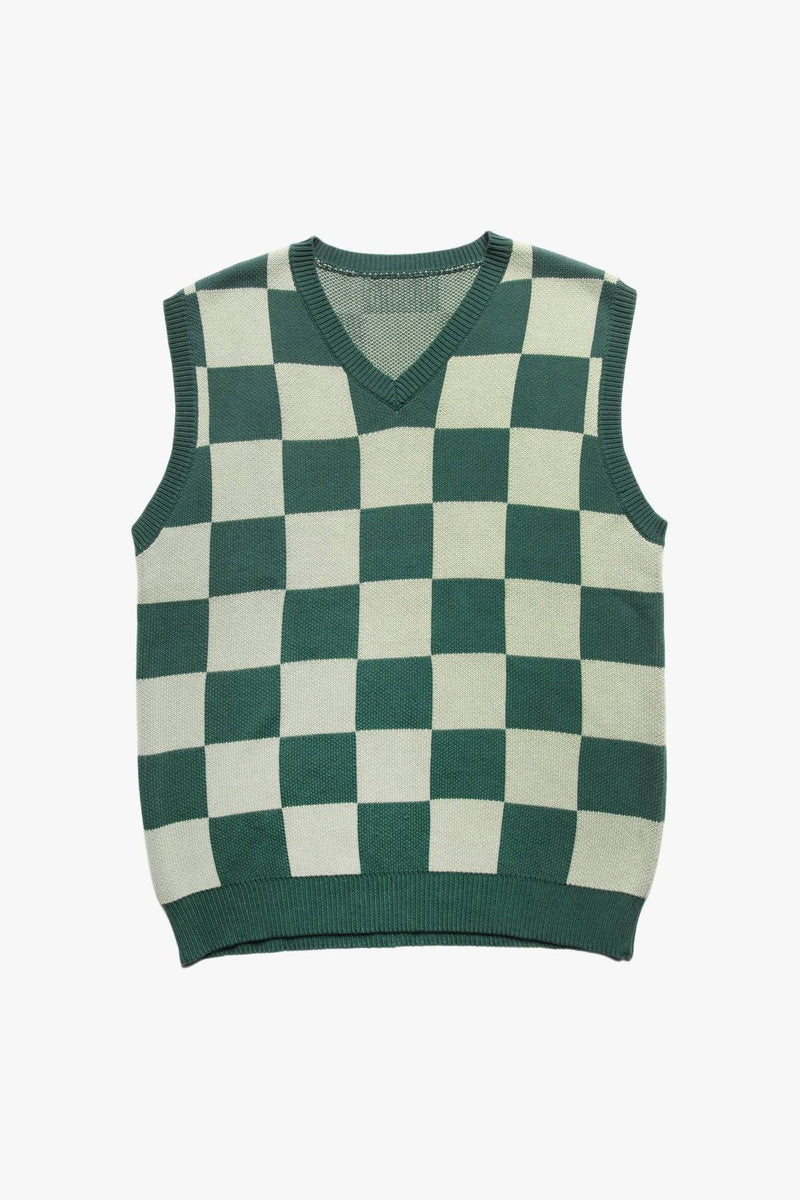 Service Works Checkerboard Knitted Vest (Green)